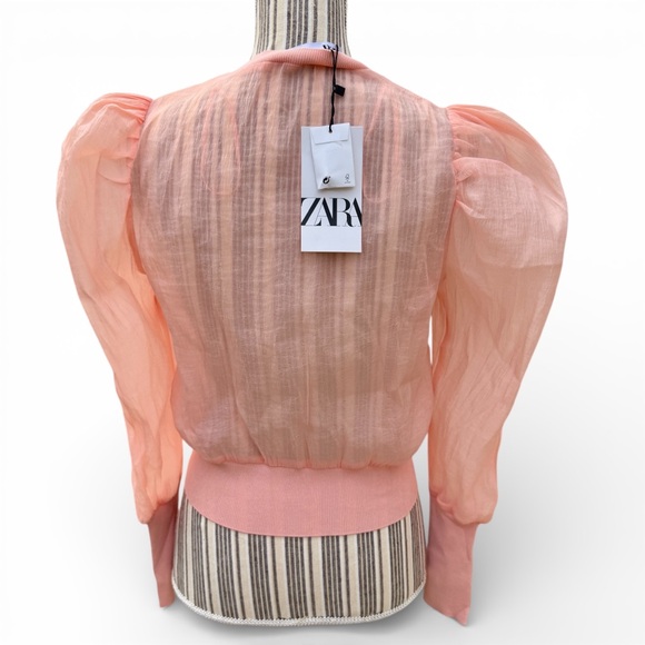 Zara Sheer Organza Knit Jacket / Cardigan with Jeweled Buttons Size Medium NWT - Picture 9 of 10